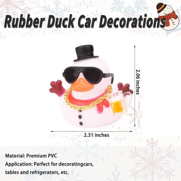 Snowman Rubber Duck Car Dashboard Ornament, DIY Assembly, Duck & Accessories - Picture 2 of 5